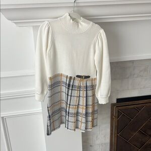 White and Plaid Knit Dress